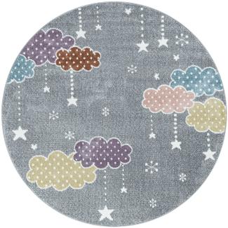 Kinder Teppich Leonardo rund - 120 cm Durchmesser - Grau