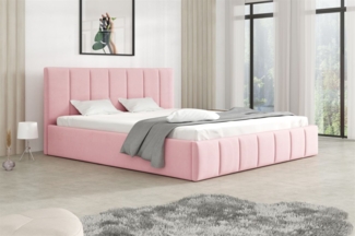 Polsterbett Doppelbett DETROIT Komplettset 120x200cm Stoff Magic Velvet Rosa
