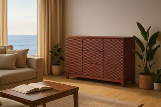 KAWOLA Sideboard COPAS 2 Türen 3 Schubladen Eiche furniert braun 85 x 40 x 140 cm