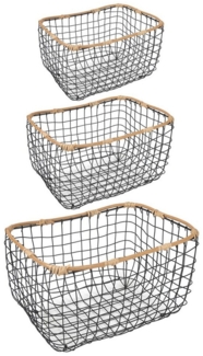 IDIMEX Aufbewahrungskorb JIMO (Set), Metallkorb 3er Set Organizer schwarz rechteckig Drahtkorb