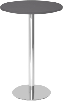bümö Stehtisch Büro, Bistrotisch rund 80 x 80 cm - Bartisch graphit, Stehtisch Holz-Platte, Säule aus Metall verchromt, Buffettisch, Säulentisch, Partytisch, Thekentisch, Hochtisch, Barmöbel, STH08-G-C