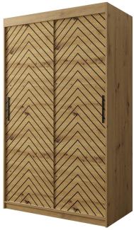 Kleiderschrank Sonter I 120 (Farbe: Artisan Eiche / Artisan Eiche + Schwarz, Größe: 120 cm, mit Schubladen)