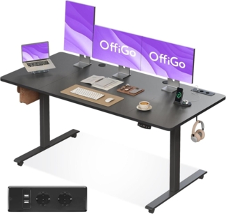 Elektrischer Schreibtisch 160cm Schwarz USB Memory Funktion