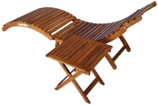 vidaXL Sonnenliege mit Tisch und Auflage Massivholz Akazie 3061601