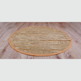 Flickenteppiche Leder Rund 150cm beige