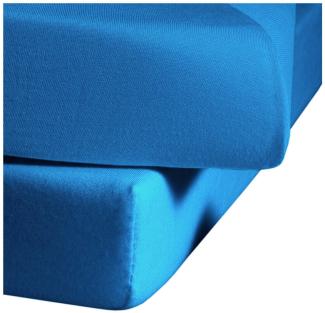 Fleuresse Fein-Jersey Spannbetttuch Bettlaken 180 x 200 cm - 200 x 200 cm Elastan 6074 royalblau