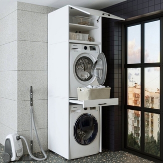 Roomart Waschmaschinenumbauschrank (Waschmaschinenschrank für Trockner und Waschmaschine Überbauschrank)