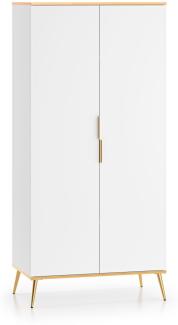 Kleiderschrank Viterbo Schlafzimmerschrank 92x53x195cm Alpinweiß Goldfarben