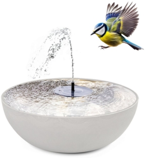 matches21 HOME & HOBBY Wasserspiel Outdoor Solar Brunnen Set 45cm, (2 tlg), Tiefe Schale in grau als Garten-Brunnen