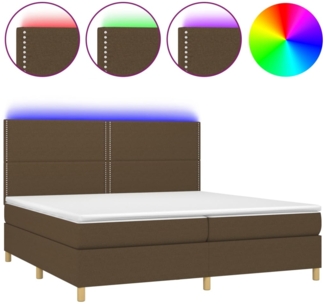 vidaXL Boxspringbett mit Matratze & LED Dunkelbraun 200x200 cm Stoff, Härtegrad: H2 [3135384]