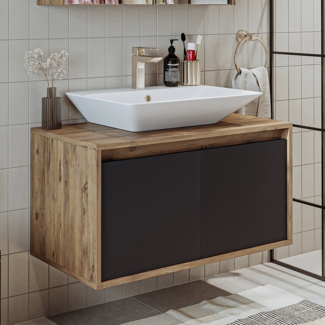 Roomart Atlantic, Waschbecken mit Unterschrank, 85 cm • Weiß • Eiche • Weiß-Eiche • Anthrazit Eiche