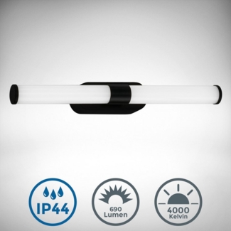 B.K.Licht Spiegelleuchte LED Badleuchte Spiegelleuchte Schwarz, LED fest integriert, Neutralweiß, inkl. LED-Platine 7W 690lm 4000K
