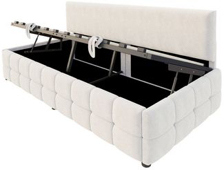KLAM HOME Schlafsofa Modernes Schlafsofa Mit Hydraulischem Stauraum In Samt, 90x200cm Polsterbett Ohne Armlehnen Im Karo Design, Multifunktionales Einzelbett Als Sitz- Und Schlafmöbel