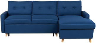 Ecksofa mit Schlaffunktion Polsterbezug marineblau linksseitig FLAKK