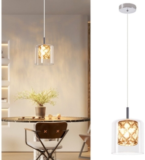 ZMH Pendelleuchte Esszimmer 1 Flammig Nachttisch G9 Kristall Glas Hängelampe Treppenhaus, Einfache Installation, ohne Leuchtmittel, 120CM Höhenverstellbar Hängelampe für Esstisch