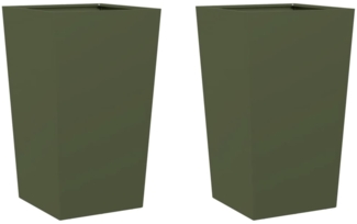 vidaXL Pflanzkübel 2 Stk. Olivgrün 45x45x75 cm Stahl 851101