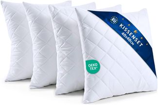 Amazinggirl Kopfkissen 40x40 cm - Kissen Allergiker Schlafkissen Polster Pillow Made in EU und Pillows for Sleeping 40x40 Bett Kissens für Schlafen Oeko-Tex Weiß - 4 Stück
