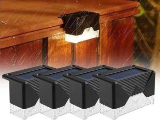 VERK GROUP LED Solarleuchte 4er LED Solarleuchten Wandlampen Zaunleuchte Gartenleuchte Außen Trepp