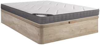 Vente-unique - Set aus Bettgestell + Matratze - 160 x 200 cm - 5-Zonen-Taschenfederkern & Auflage aus Memory Schaum - Stärke 23 cm - Holzfarben hell - BABYLONE von YSMÉE