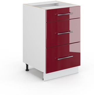 Küchenunterschrank Fame-Line Bordeaux Hochglanz 50 cm ohne Arbeitsplatte Vicco