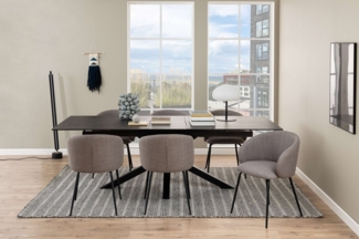 ACTONA GROUP Esstisch Heaven, Tischplatte aus rauer Keramik, Kreuzfuß, ausziehbar B: 168/210 cm