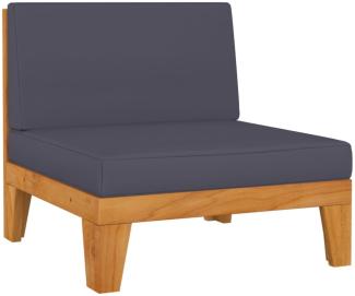 Modular-Mittelsofa mit Dunkelgrauen Kissen Akazie Massivholz