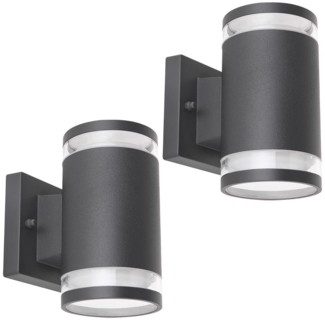 2x Außen Wandleuchte, Aluminium anthrazit, Glas, H 16,5 cm