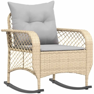 vidaXL Garten-Schaukelstuhl mit Kissen Beige Poly Rattan 4104196