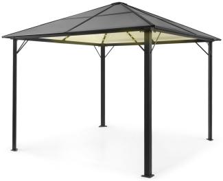 Pantheon Solid Sky Ambient Solar Pavillon mit grauem Dach 3x3 m Polycarbonat Aluminium Anthrazit