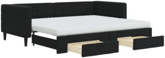 vidaXL Tagesbett Ausziehbar mit Schubladen Schwarz 90x200 cm Samt 3196767