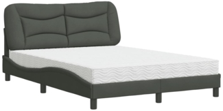 vidaXL Bett mit Matratze "Hvar" Dunkelgrau 140x200 cm Stoff 3208535