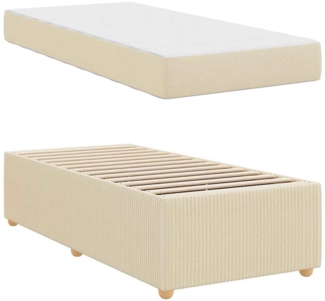 vidaXL Bettgestell mit Matratze mit Matratze Creme 90 x 200 cm Stoff 3398345
