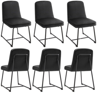 Flieks Esszimmerstuhl (Set, 6 St), 6er Set Polsterstühle Wohnzimmerstuhl Küchenstuhl Samt, Eisenbeine