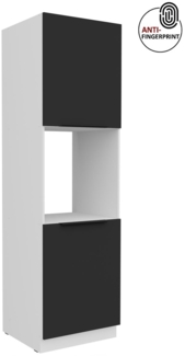 Küchen Hochschrank 60 cm Küche ARIA Schwarz ultra matt + Weiss matt, hochwertige Fronten mit Anti Fingerprint Beschichtung, Soft-Close Küchenzeile Küchenblock