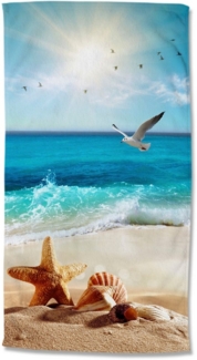 good morning Strandtuch Sealife, Velours (Packung, 1-St), Mikrofaser, Velours, Strandtuch, saugfähig, leicht, 100x180