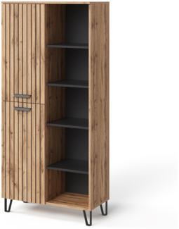 Garderobe Amber Eiche Wotan 80 x 172 cm mit 5 offenen Fächern Vicco