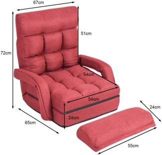 Schlafsofa Lazy Klappsofa Schlafsessel für Zuhause und Büro Rot