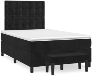 vidaXL Boxspringbett mit Matratze Schwarz 120x190 cm Samt 3270495