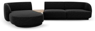 Micadoni Modulares Sofa Miley mit Recamiere 3-Sitzer Links Chenille Schwarz