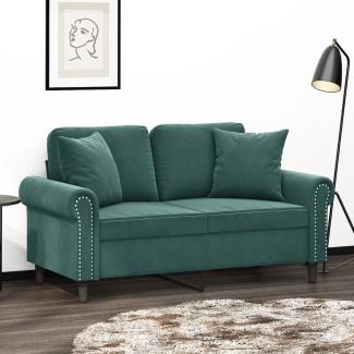 vidaXL 2-Sitzer-Sofa mit Zierkissen Dunkelgrün 120 cm Samt 3200937