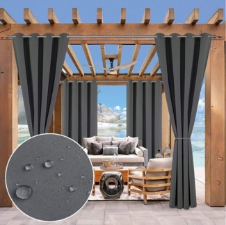 Jibenhome Outdoorvorhang Outdoor Vorhang Wetterfest mit Ösen, Sonnenschutz & Sichtschutz, (2 St), Outdoor Gardinen Wasserdicht für Terrasse, Balkon, Pavillon