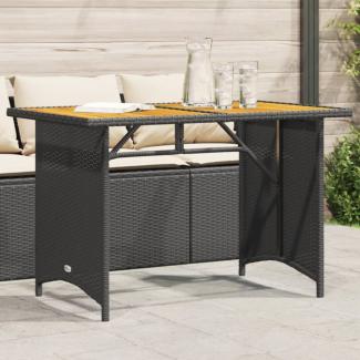 vidaXL Gartentisch mit Holzplatte Schwarz 110x68x70 cm Poly Rattan 366355