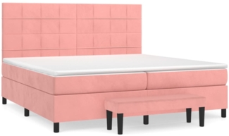 vidaXL Boxspringbett mit Matratze Rosa 200x200 cm Samt 3137868