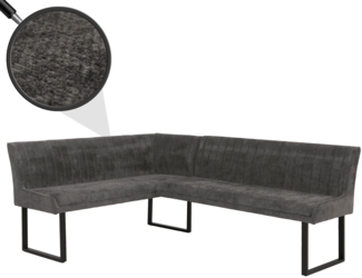 Eckbank HWC-O82, Esszimmerbank Bank, Öko-Tex (310g/m²) Chenille Stoff/Textil Metall 159x210cm ~ dunkelgrau