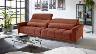 Massivart® Big-Sofa LOGAN Cord grün, grau, beige, rost 280 cm / 4-Sitzer, Sitztiefenverstellung / Kopfteilverstellung / Armlehnverstellung