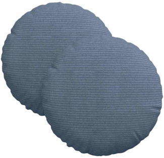 vidaXL Sitzkissen 2 pcs Blau Ø 30 cm Cordstoff 42014115