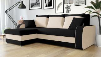 Mirjan24 Ecksofa Kristofer mit Bettkasten und Schlaffunktion, schwarz/beige