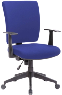 Dmora Stuhl mit Rädern Eulalia, Chefsessel mit Armlehnen, ergonomischer Bürositz, 61x65h98/108 cm, Blau