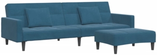 vidaXL Schlafsofa 2-Sitzer mit Fußhocker Blau Samt 3258115