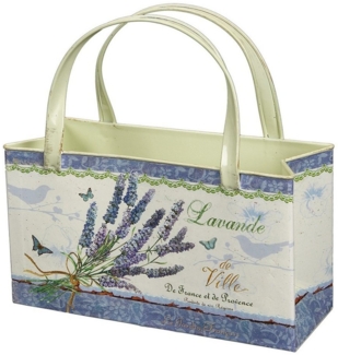 Linoows Pflanzkübel Pflanztopf Lavendel, Pflanzgefäß, Blumentopf (Set), Pflanzentopf Tasche, Landhaus Pflanzgefäß